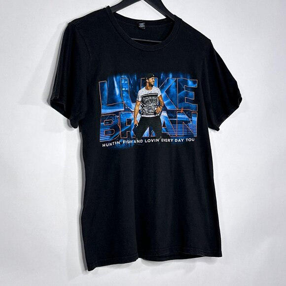 Luke Bryan Huntin Fishin & Lovin Every Day 2017 Tour Black T Shirt Size S - Picture 2 of 13